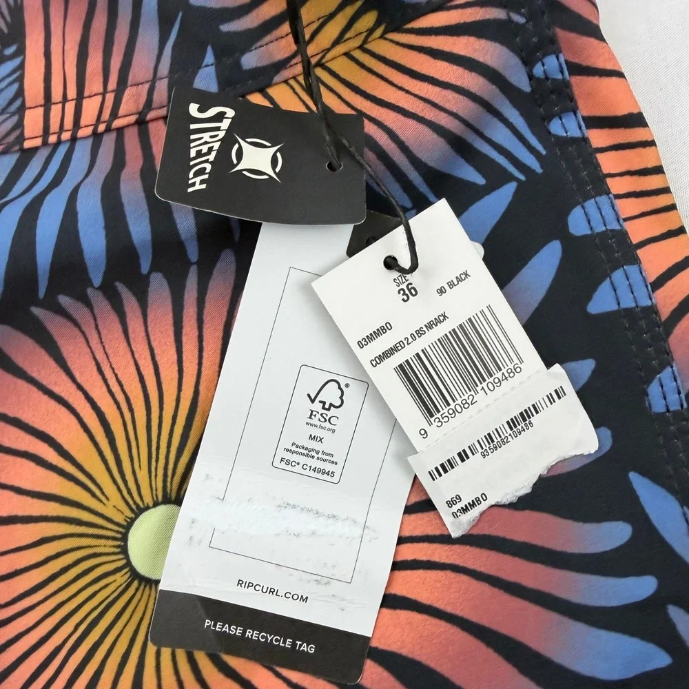 Rip Curl Board Shorts Mens 36 Black Floral Print Combined 2.0 03MMBO Stretch
